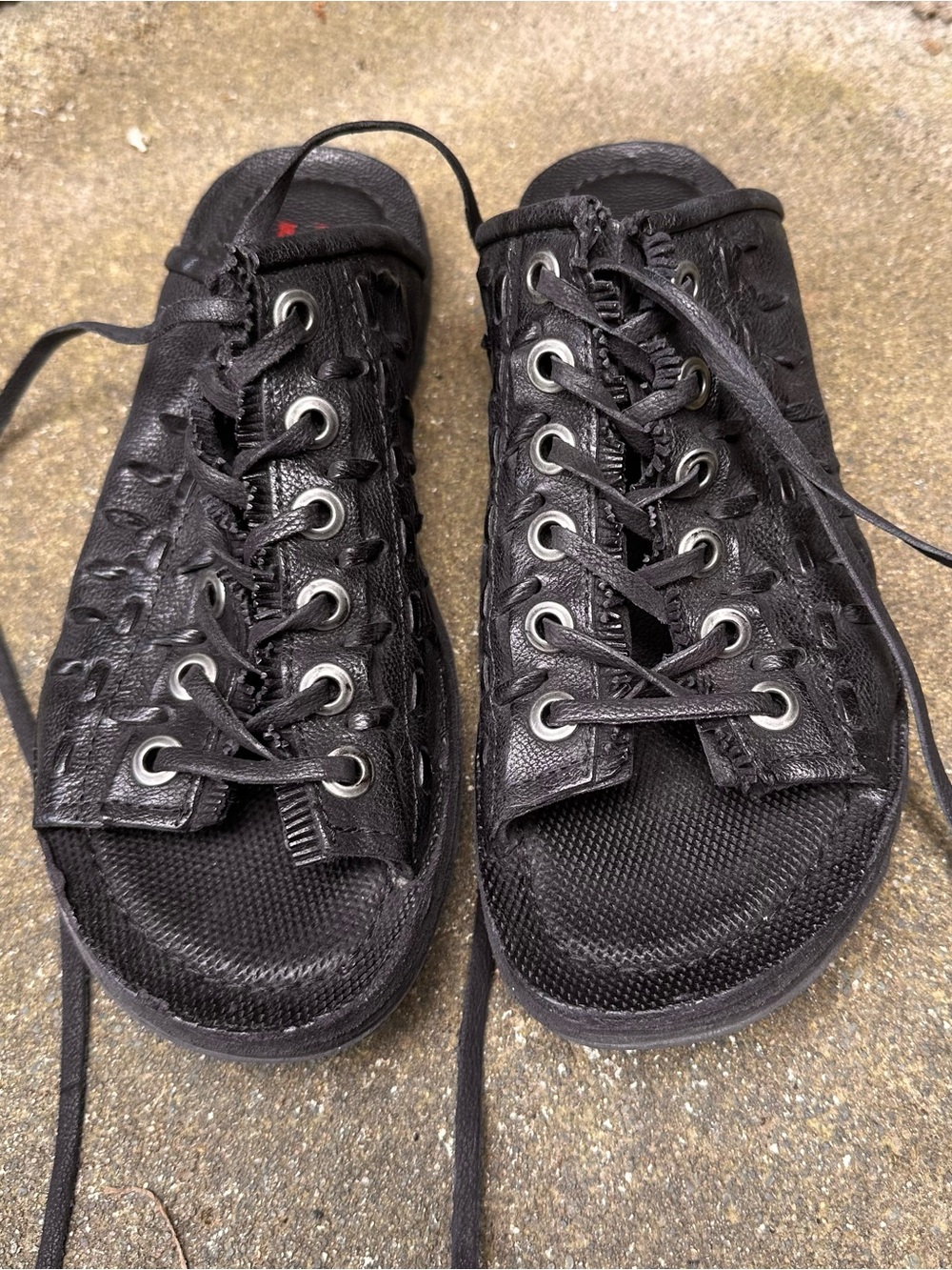 AS98 Rhett black leather lace up sandals 38